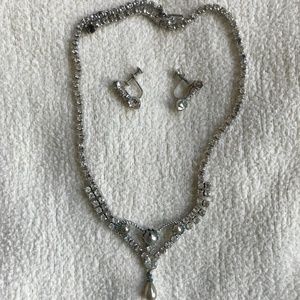 Vintage Rhinestone Necklace & Earrings